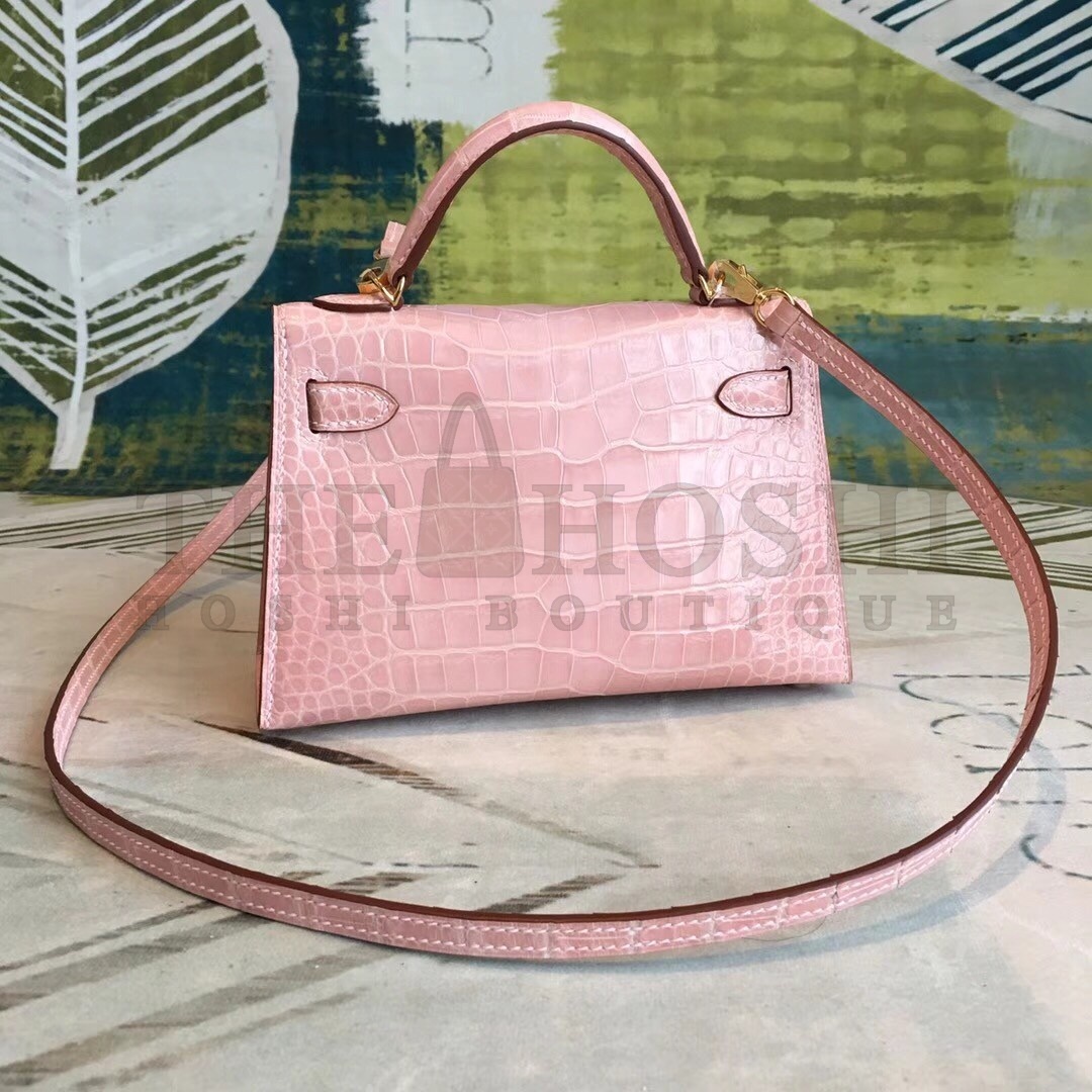 H**me5 Nude Alligator Kelly Mini II Handmade Bag Master Quality