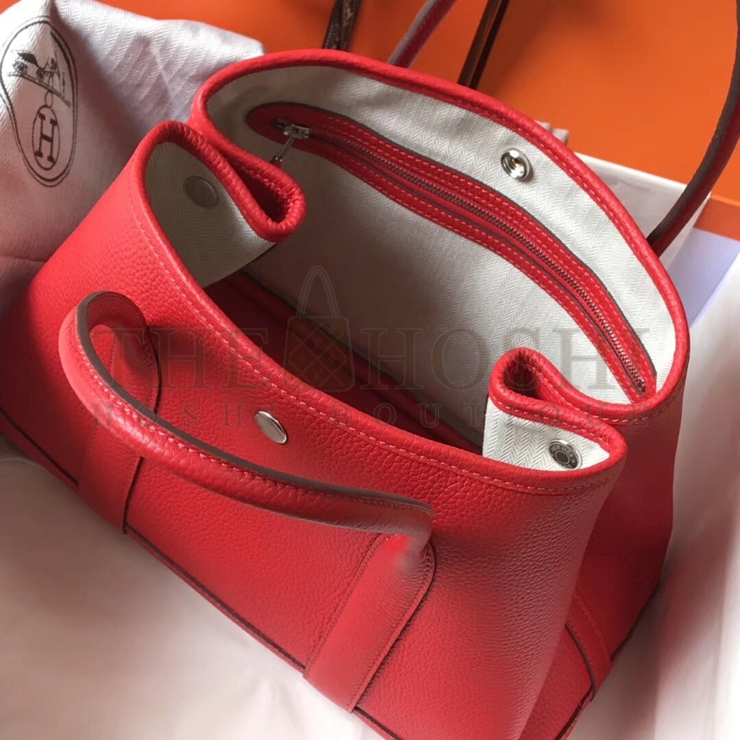 H**me5 Garden Party 30 Bag In Red Clemence Leather Master Quality