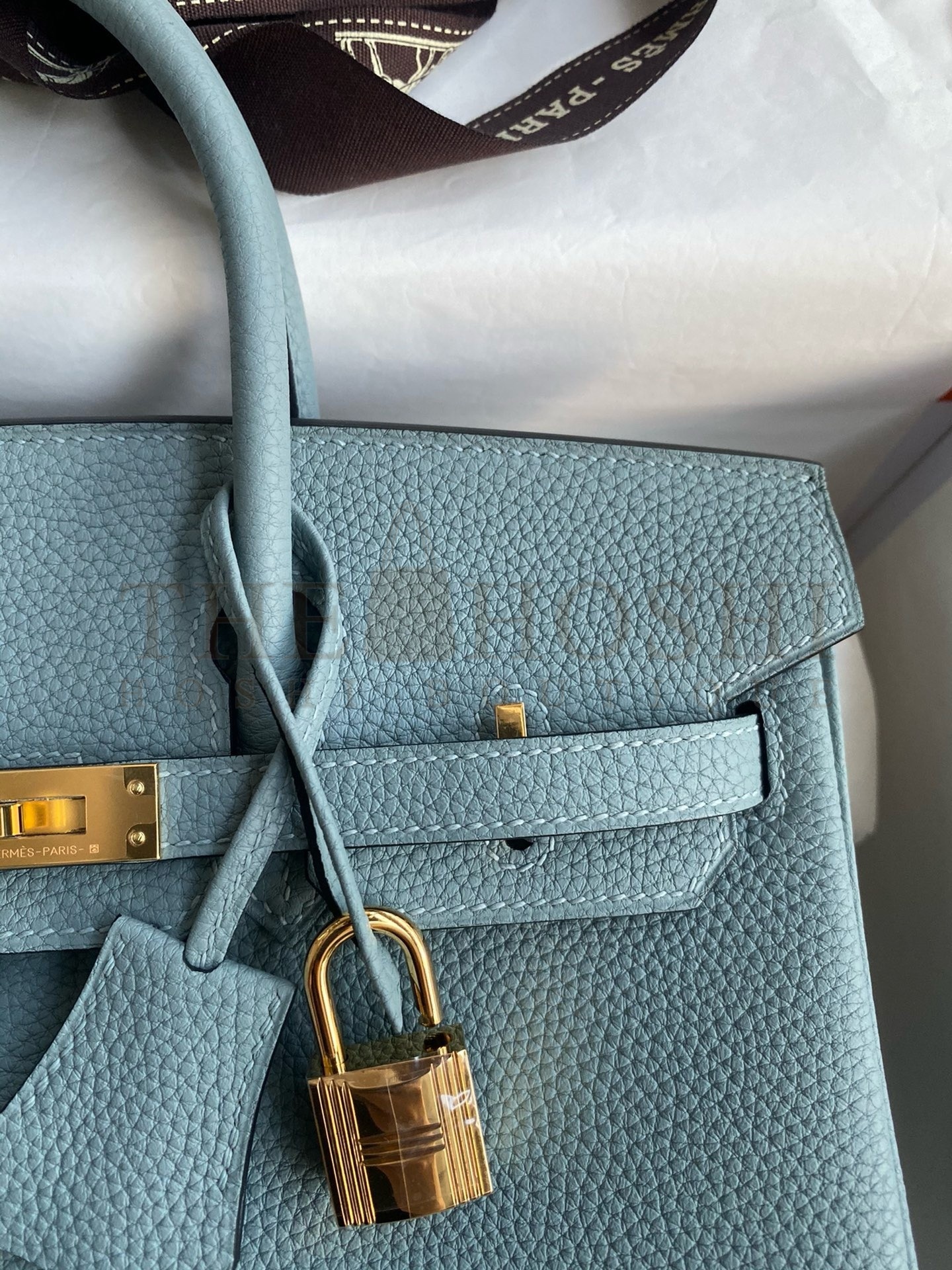 H**me5 Birkin 25 Retourne Handmade Bag In Ciel Clemence Leather Master Quality