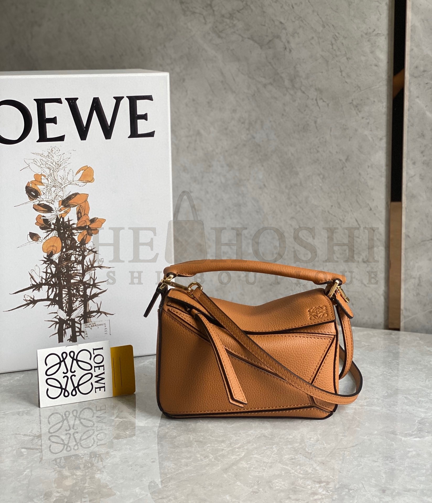 L0ew* Puzzle Mini Bag In Brown Grained Calfskin Master Quality