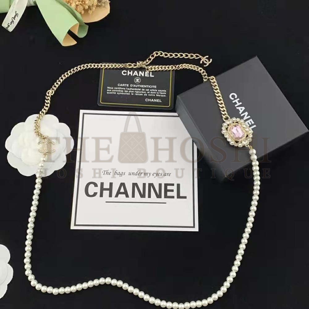 Ch**el Women Long Necklace in Metal Resin Glass Pearls and Strass Master Quality