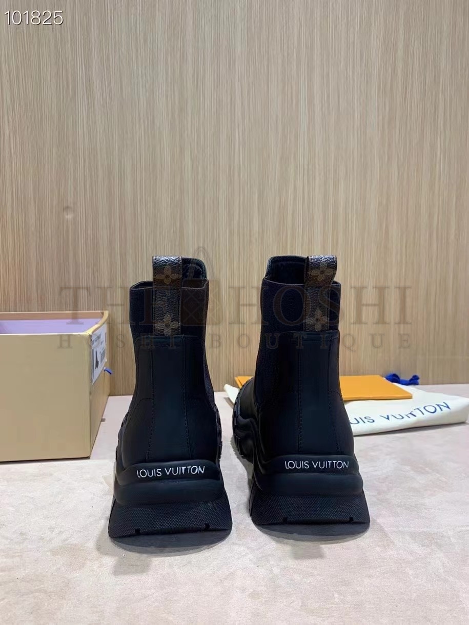 L0vis Vvtt0n Women Shoes LV Ruby Flat Ankle Boot Black Rubberized Calf Leather boots Master Quality