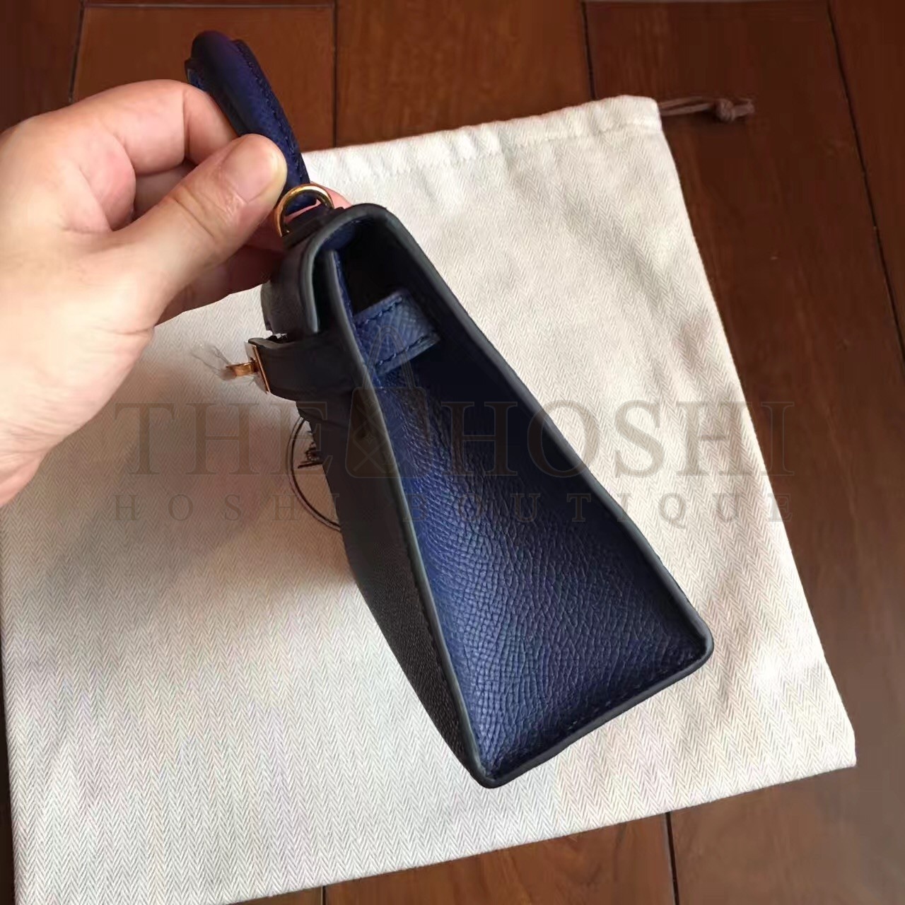 H**me5 Sapphire Epsom Kelly Mini II Handmade Bag Master Quality