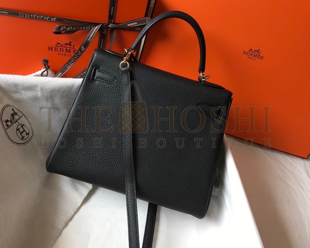 H**me5 Kelly 28cm Retourne Bag in Black Clemence Leather GHW Master Quality
