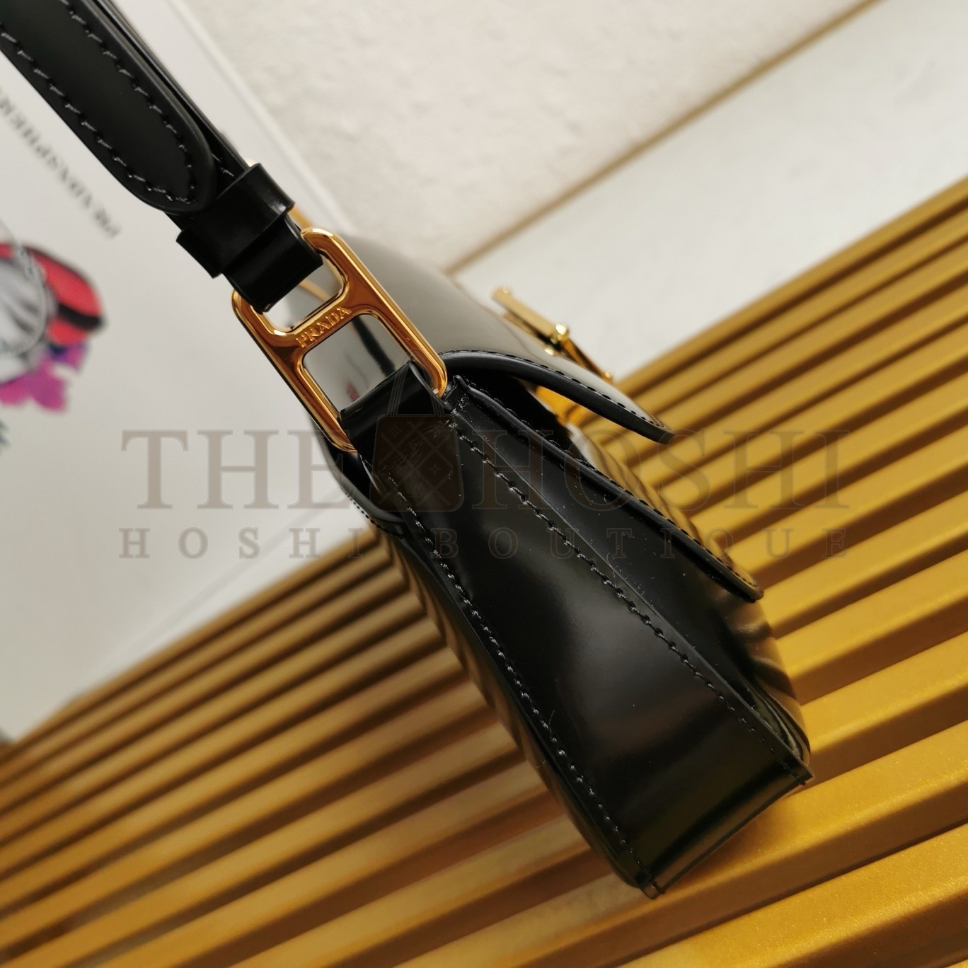 Pra*a Shoulder Bag in Black Brushed Calfskin Master Quality