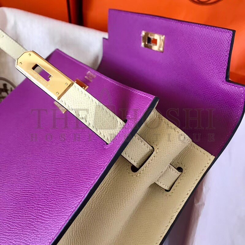 H**me5 Bicolor Epsom Kelly 28cm Purple Handmade Bag Master Quality