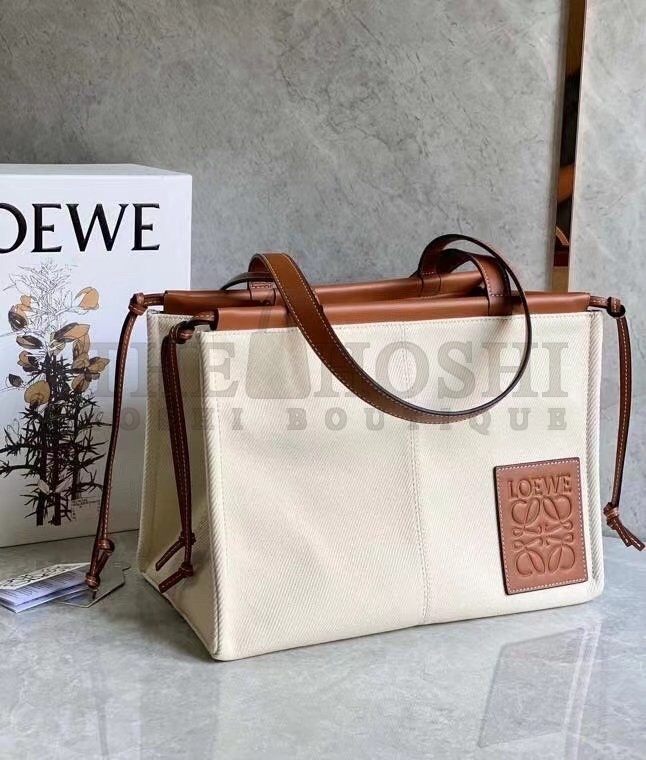 L0ew* Cushion Medium Tote In Canvas and Calfskin Master Quality