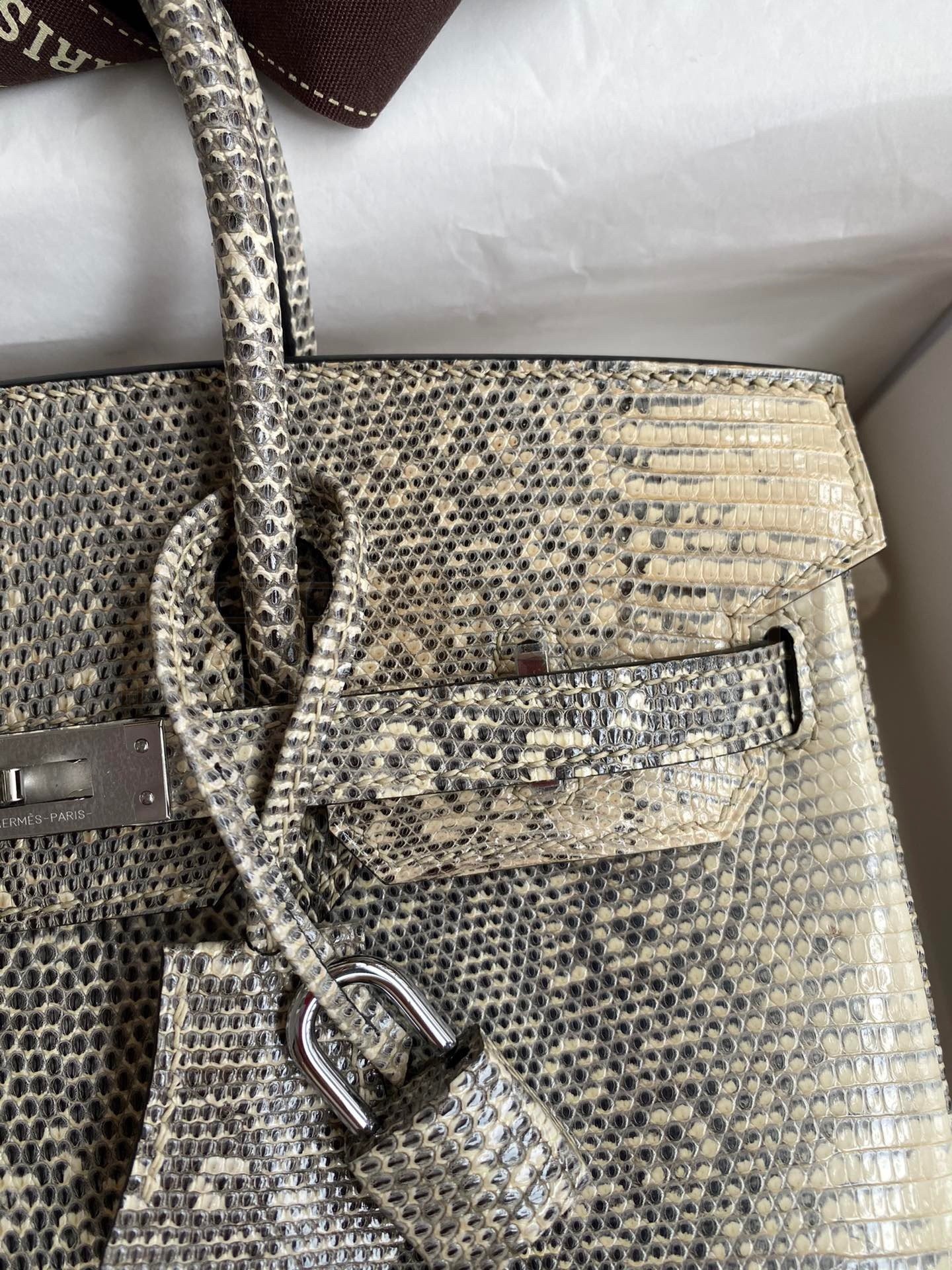 H**me5 Birkin 25 Retourne Handmade Bag In Ombre Lizard Leather Master Quality