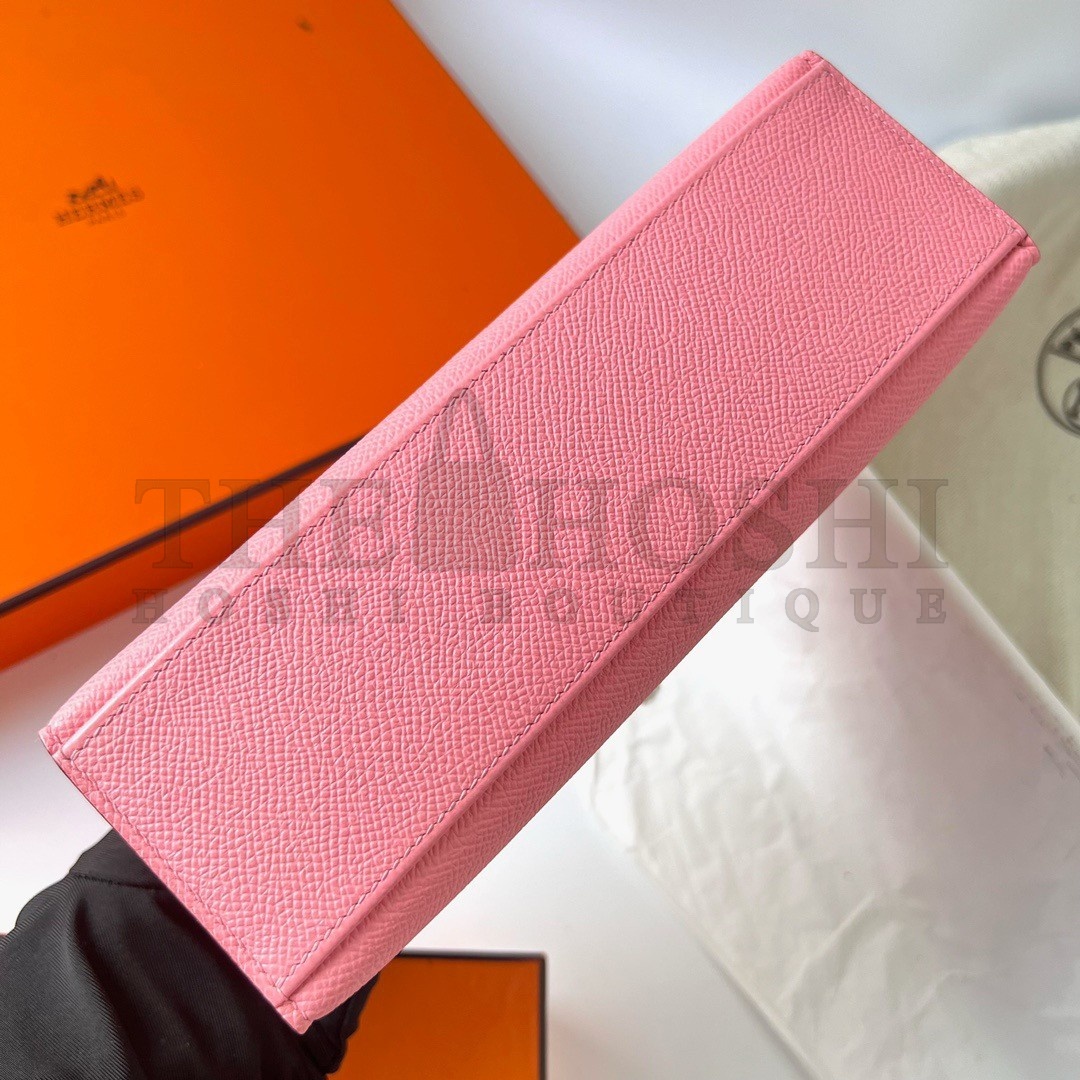 H**me5 Kelly Pochette Handmade Bag In Rose Confetti Epsom Calfskin Master Quality