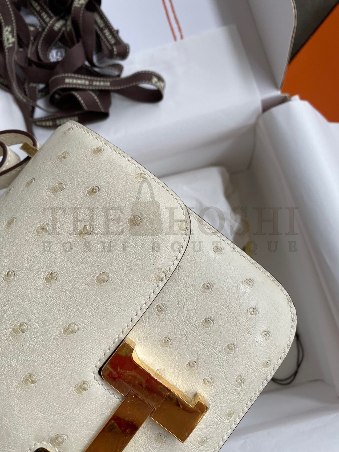 H**me5 Constance 18 Handmade Bag In Parchemin Ostrich Leather Master Quality
