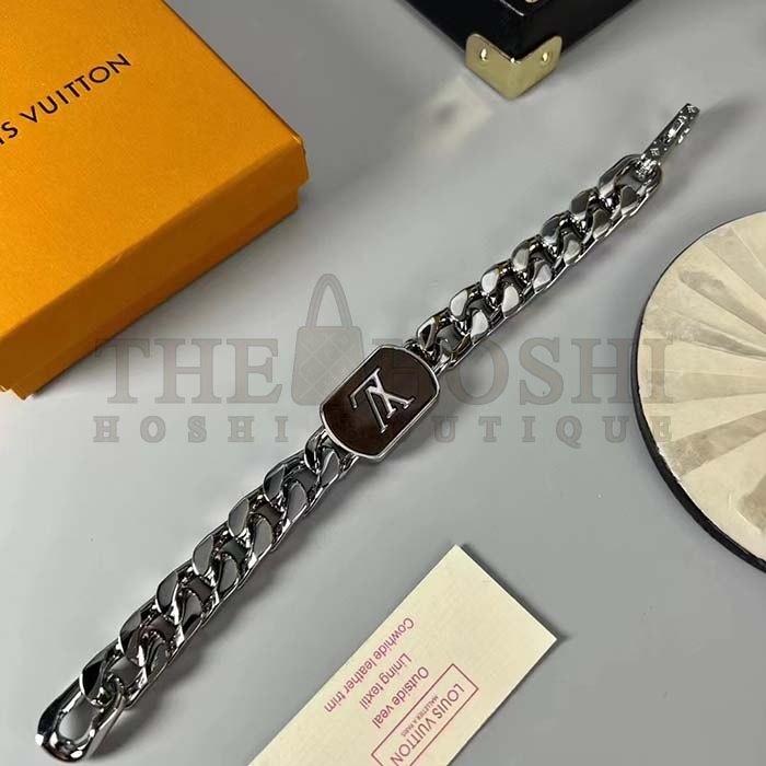 L0vis Vvtt0n Unisex LV Shades Bracelet Brown Metal Silver-Colour Finish Master Quality