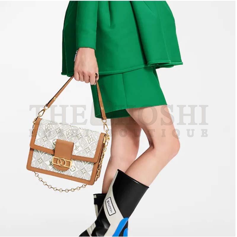 L0vis Vvtt0n LV Women Dauphine MM Handbag Ecru Caramel Since 1854 Jacquard Master Quality