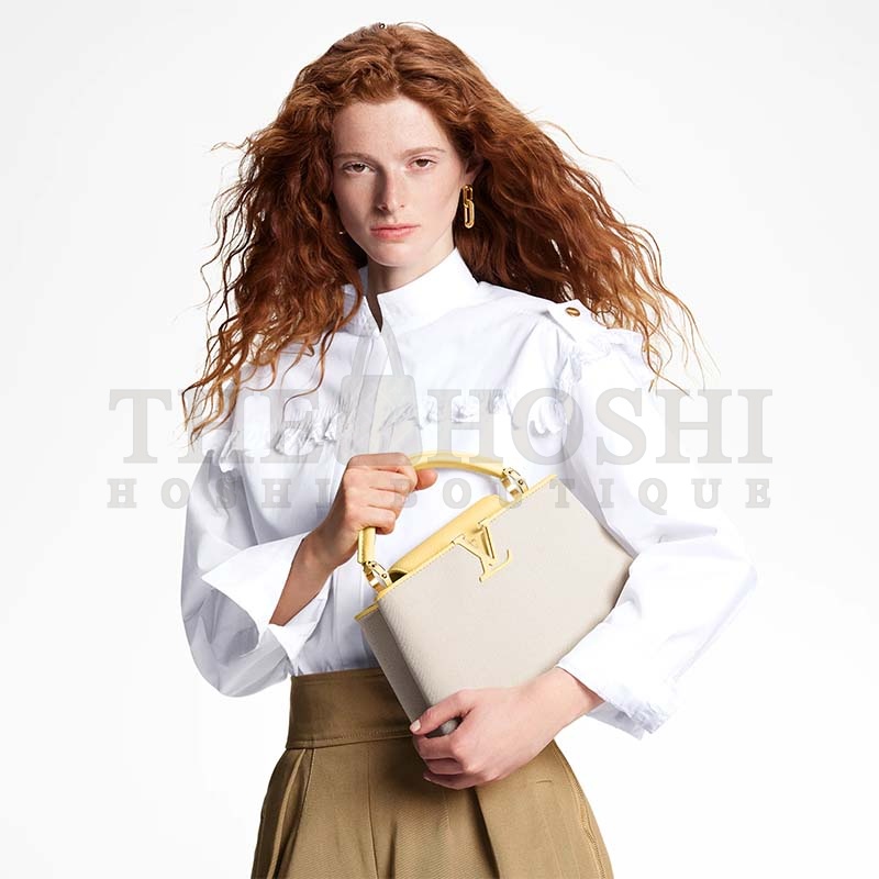 L0vis Vvtt0n LV Women Capucines BB Handbag Yellow Taurillon Leather Canvas Master Quality