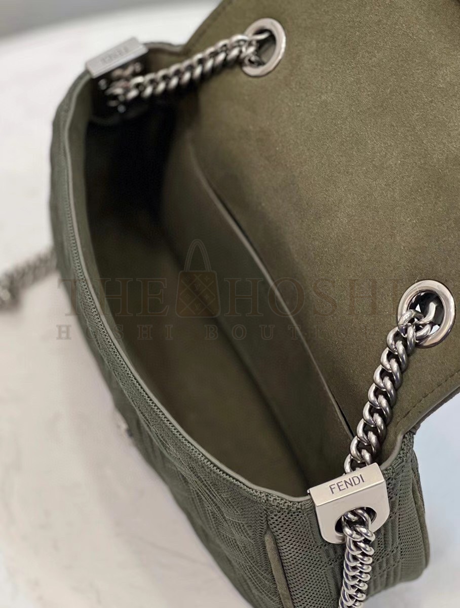 F**di Baguette Chain Midi Bag In Green FF Fabric Master Quality
