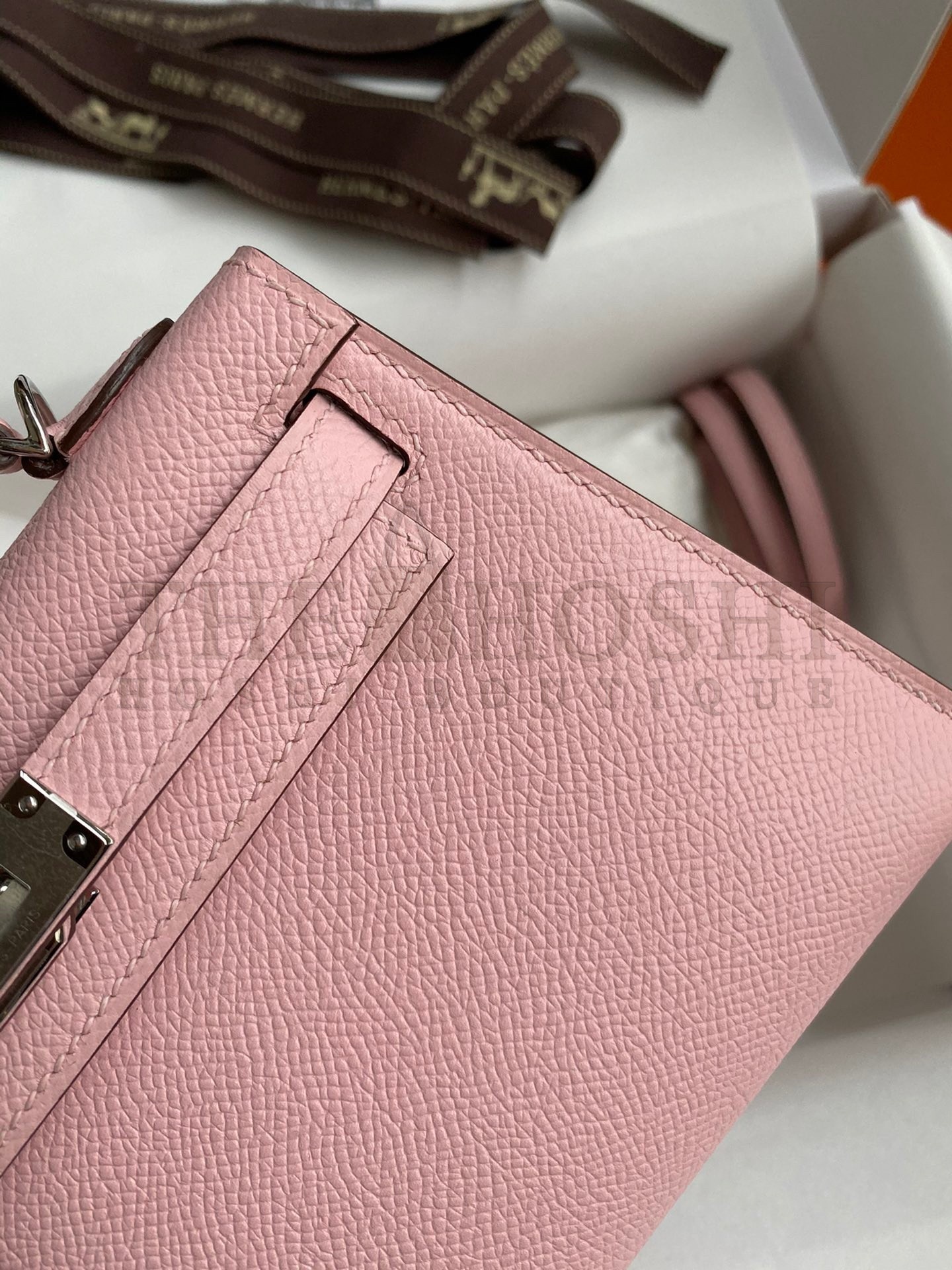 H**me5 Kelly Mini II Sellier Handmade Bag In Rose Sakura Epsom Calfskin Master Quality