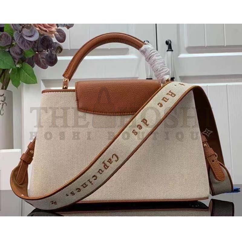 L0vis Vvtt0n LV Women Capucines MM Handbag Caramel Brown Taurillon Leather Canvas Master Quality