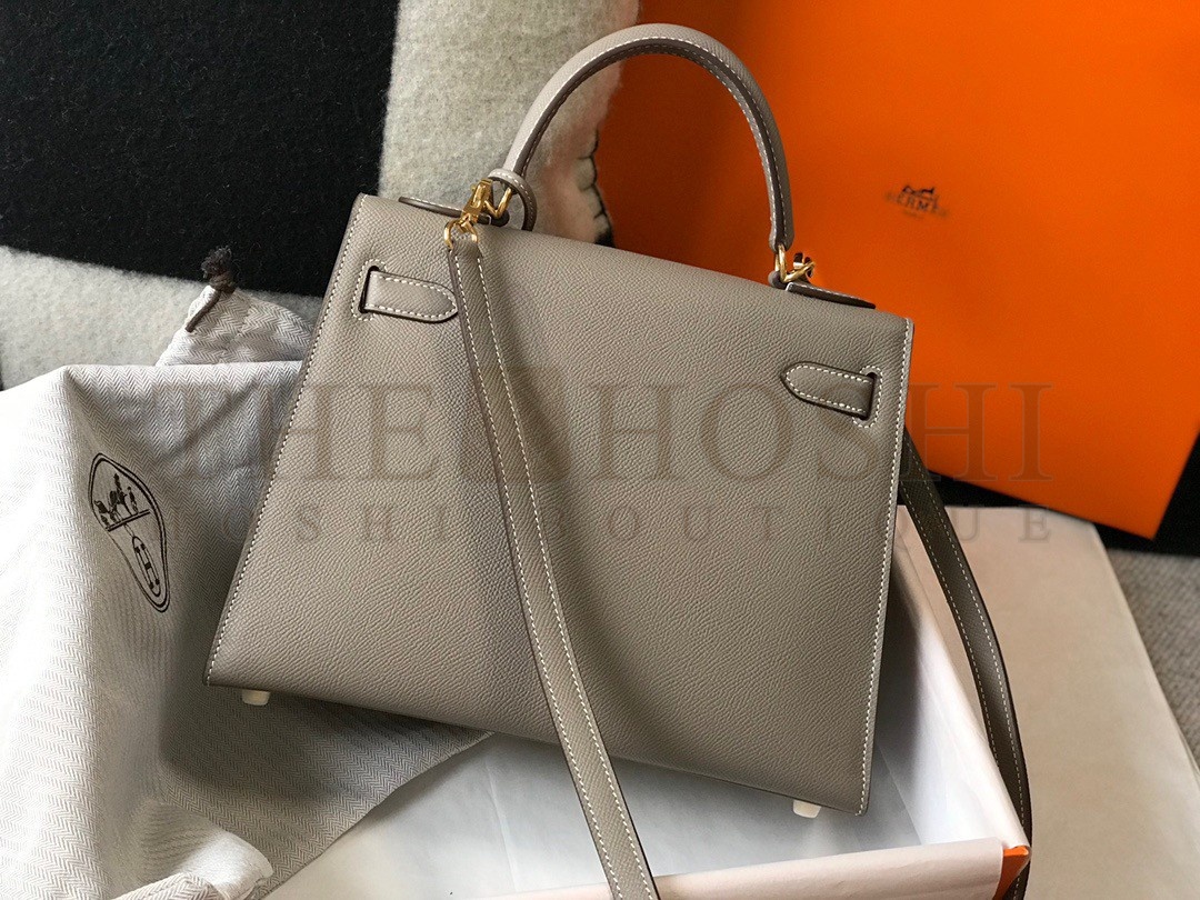 H**me5 Kelly 28cm Sellier Bag in Gris Asphalt Epsom Calfskin GHW Master Quality