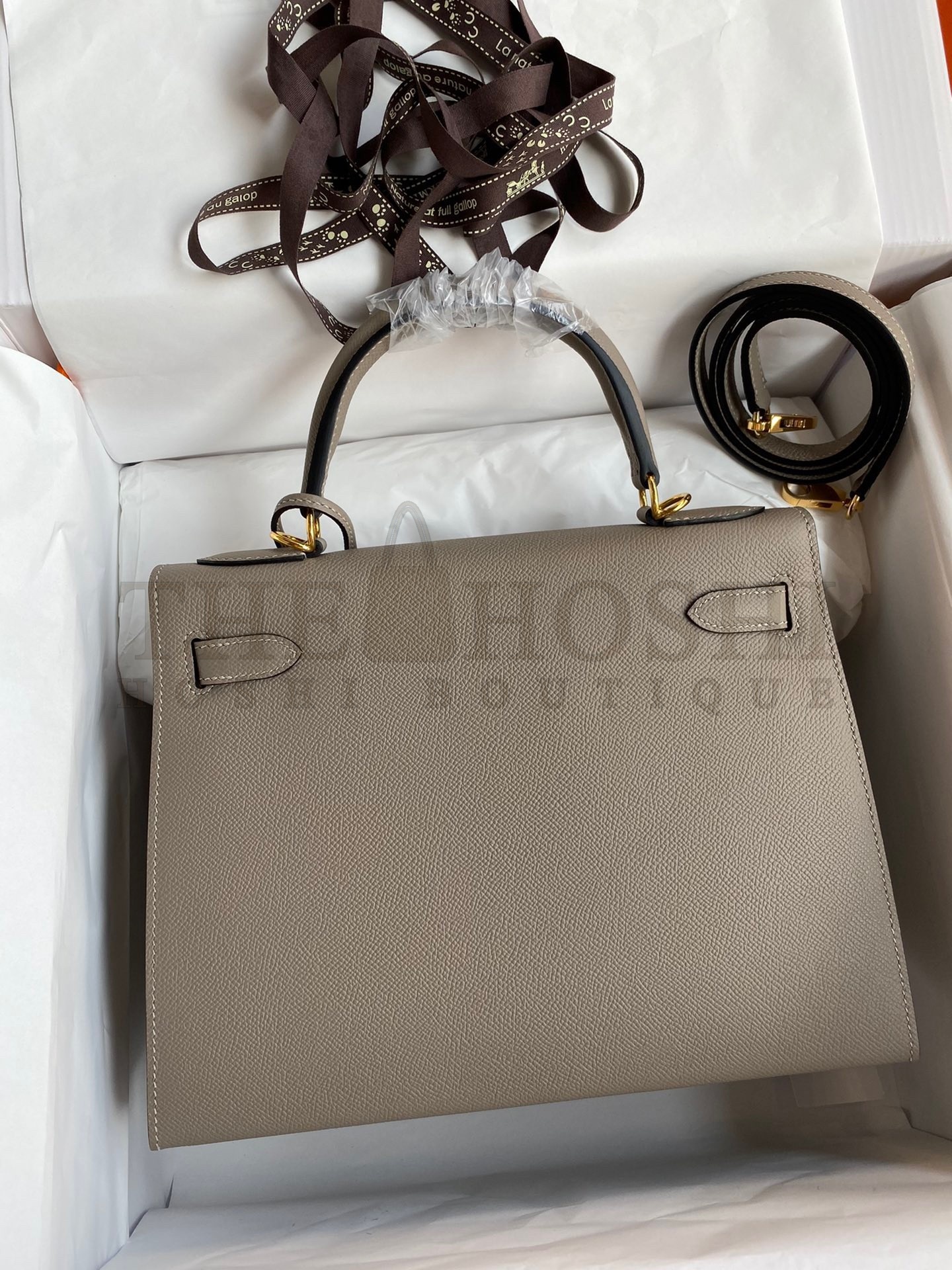 H**me5 Kelly Sellier 32 Handmade Bag Gris Asphalt Black Epsom Calfskin Master Quality