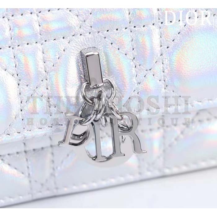 D10r Women CD Miss D10r Mini Bag Silver Metallic Leather Lambskin Master Quality