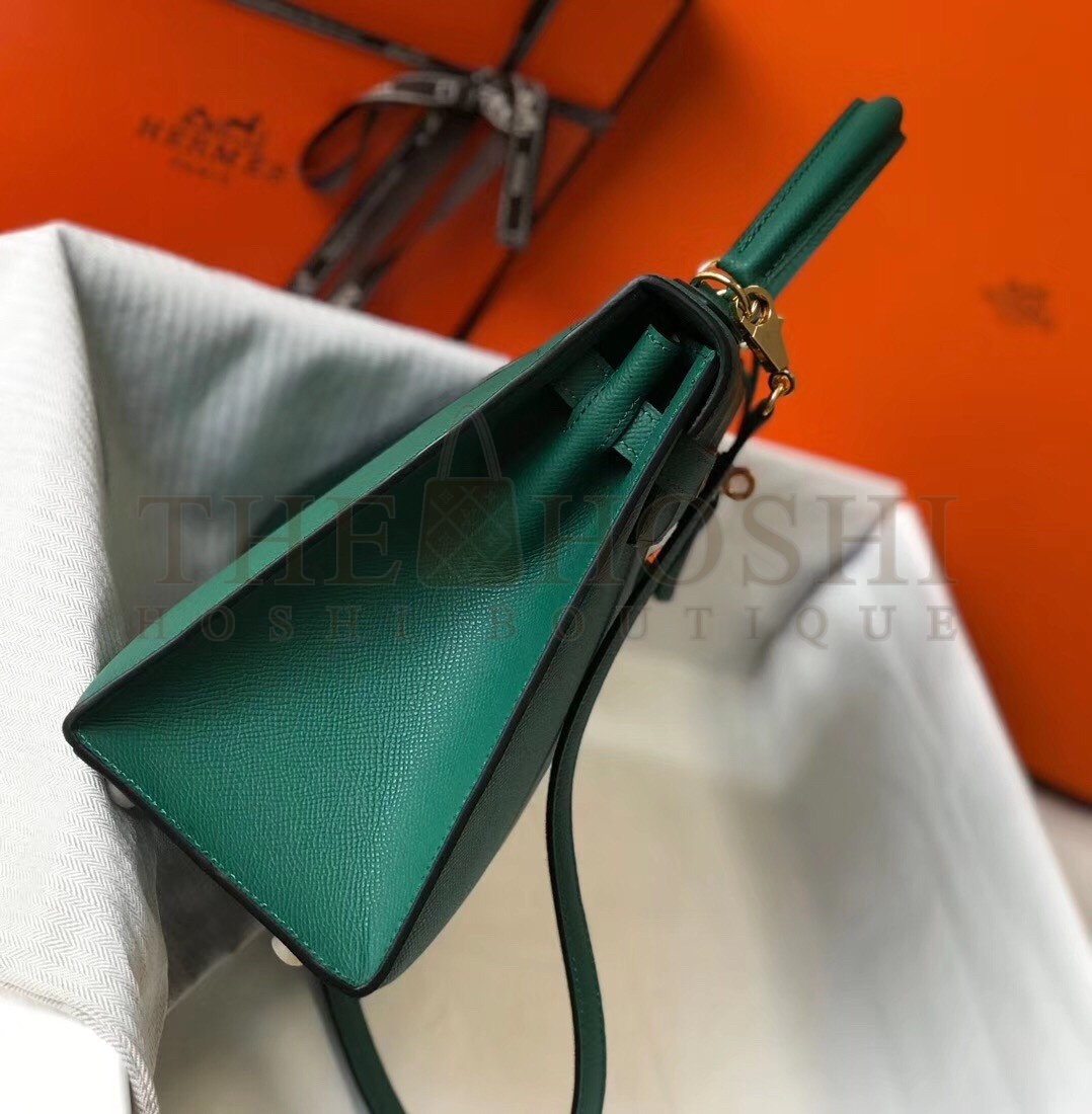 H**me5 Kelly 28cm Sellier Bag In Malachite Epsom Leather Master Quality