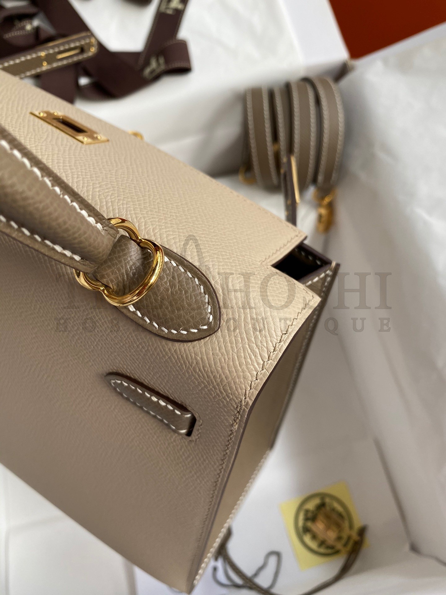 H**me5 Kelly Sellier 25 Bicolor Bag in Trench and Taupe Epsom Calfskin Master Quality