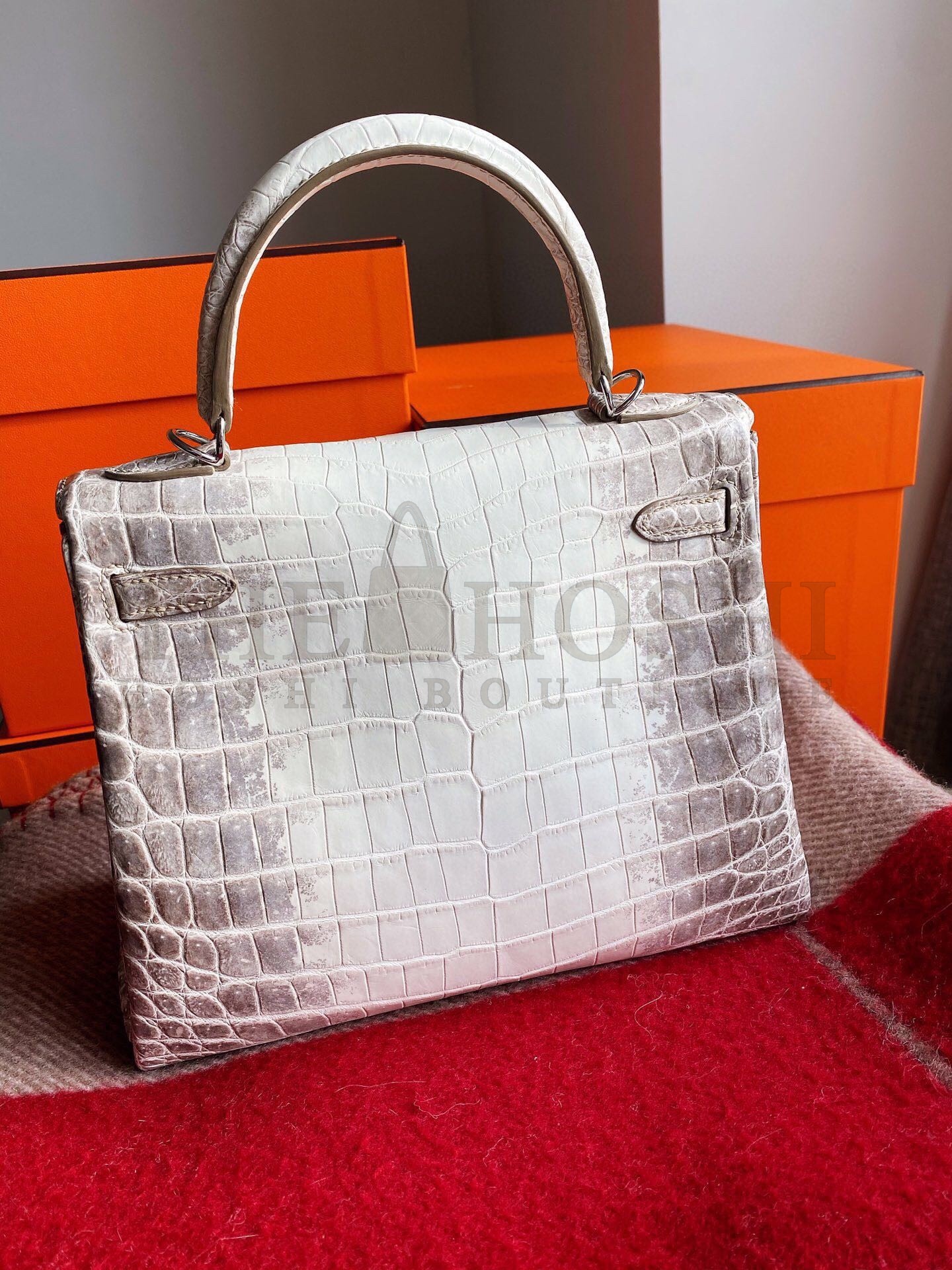 H**me5 Kelly Retourne 25 Handmade Bag In Himalaya Crocodile Niloticus Skin Master Quality