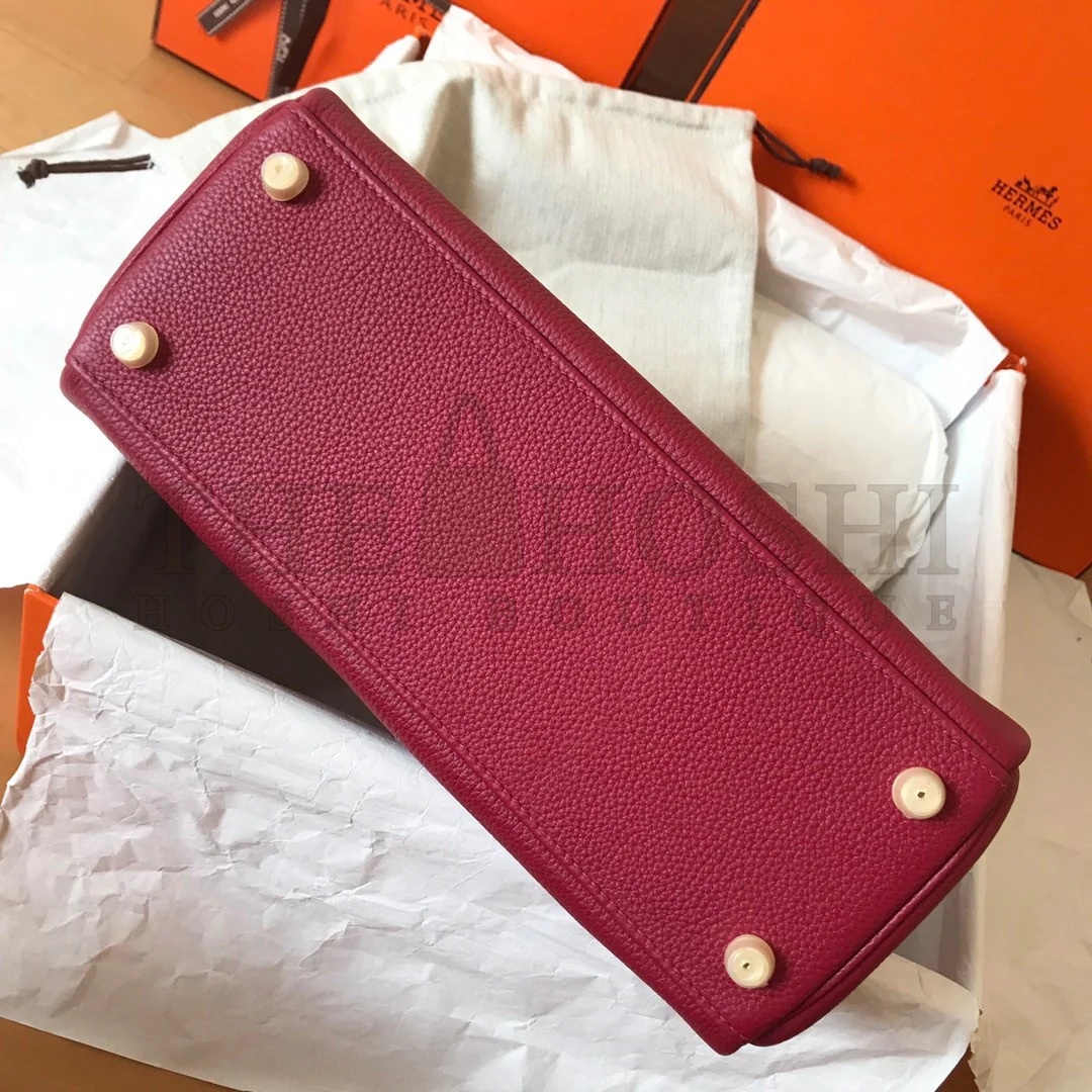 H**me5 Kelly Retourne 28 Handmade Bag In Ruby Clemence Leather Master Quality