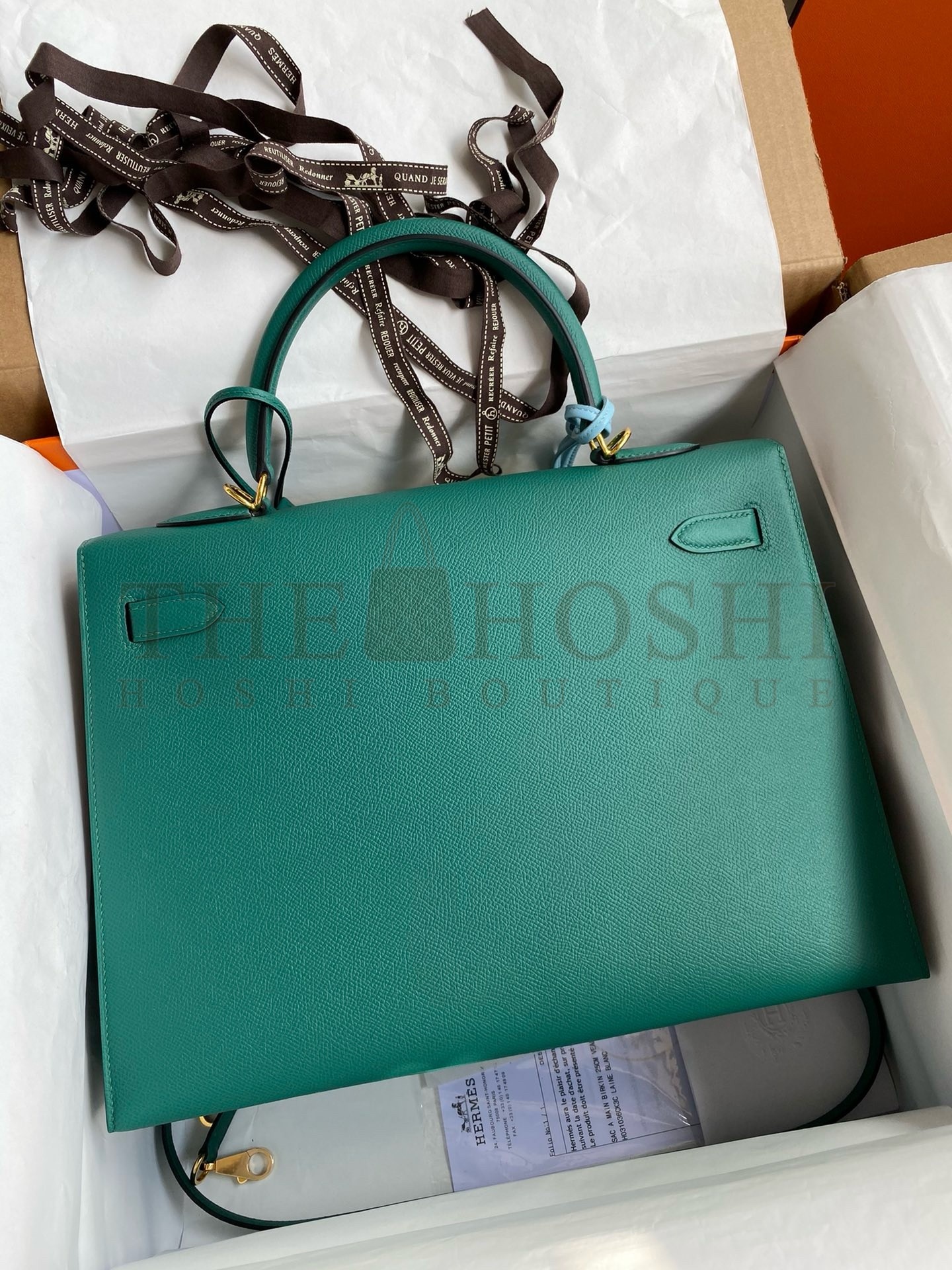 H**me5 Kelly Sellier 35 Handmade Bag In Malachite Epsom Calfskin Master Quality