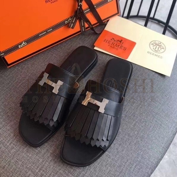 H**me5 Auteuil Sandals In Black Calfskin Master Quality