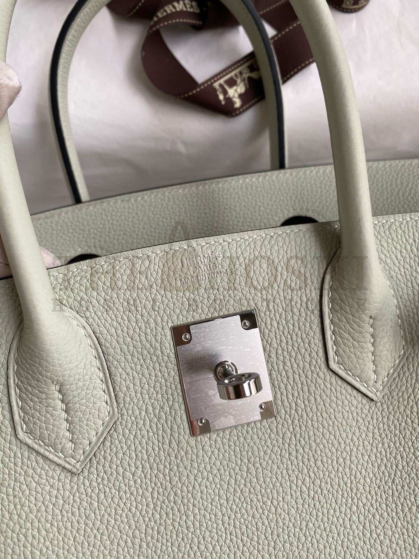 H**me5 Birkin 30 Retourne Handmade Bag In Gris Neve Clemence Leather Master Quality