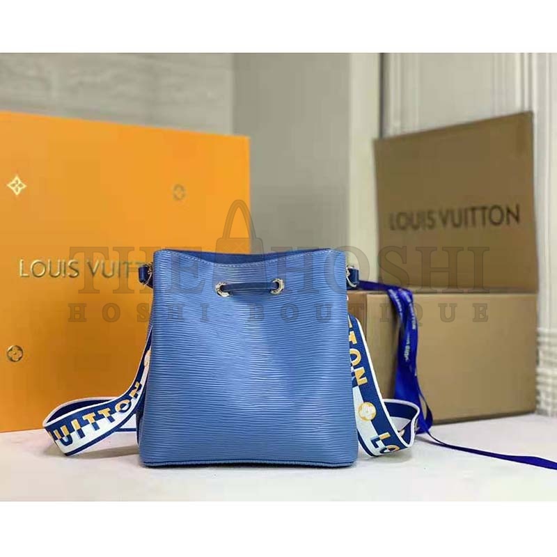 L0vis Vvtt0n LV Women NéoNoé BB Bucket Bag Blue Epi Grained Cowhide Master Quality