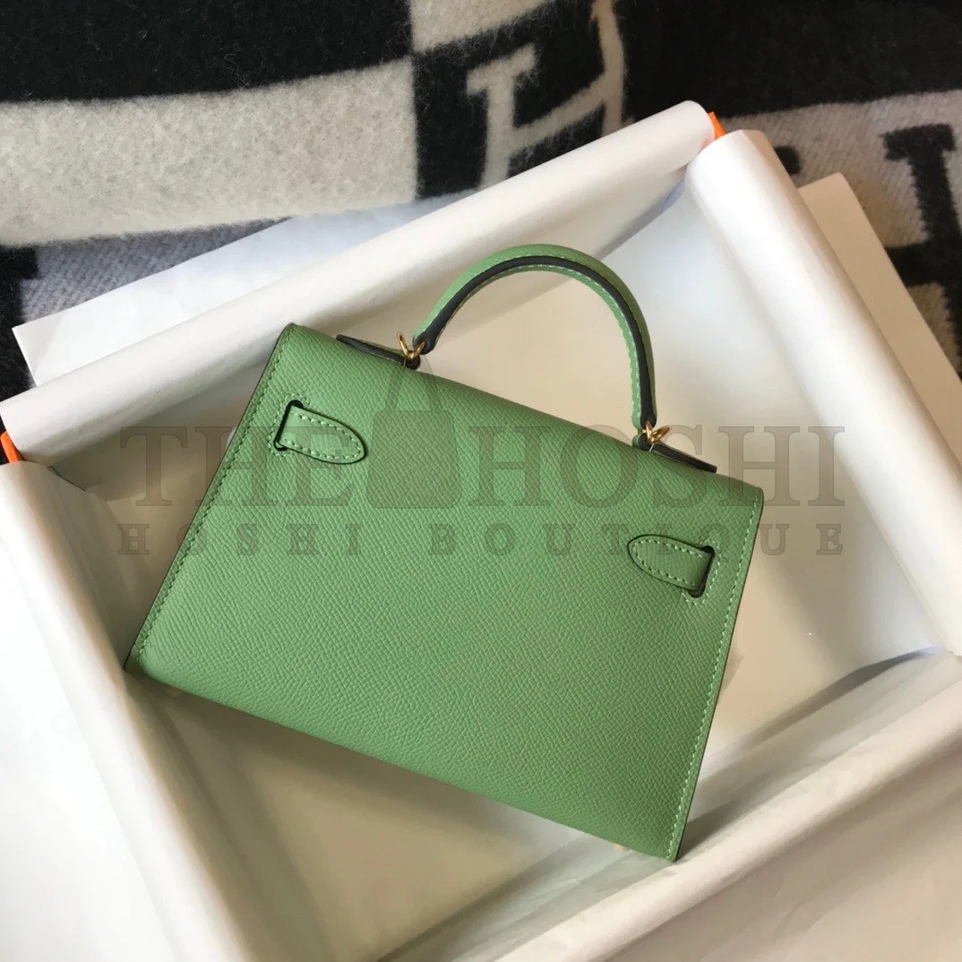 H**me5 Kelly Mini II Sellier Bag In Vert Criquet Epsom Leather GHW Master Quality