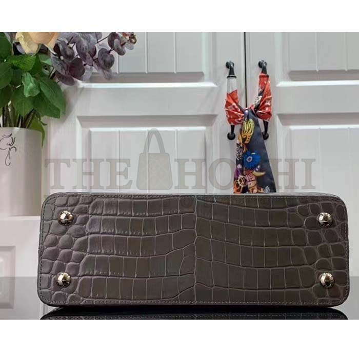 L0vis Vvtt0n LV Women Capucines MM Handbag Grey Crocodilien Brillant Savoir Faire Master Quality