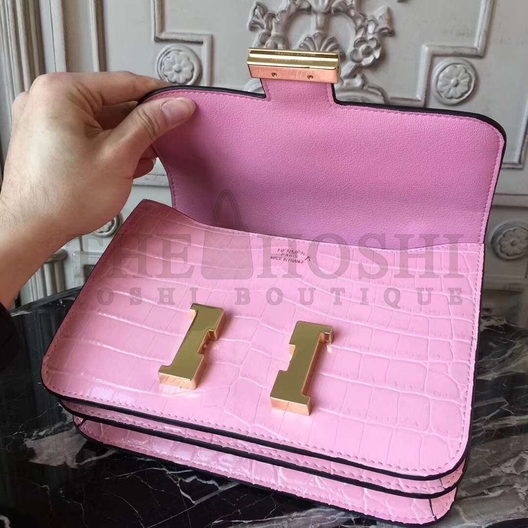 H**me5 Pink Constance MM 24cm Crocodile Bag Master Quality