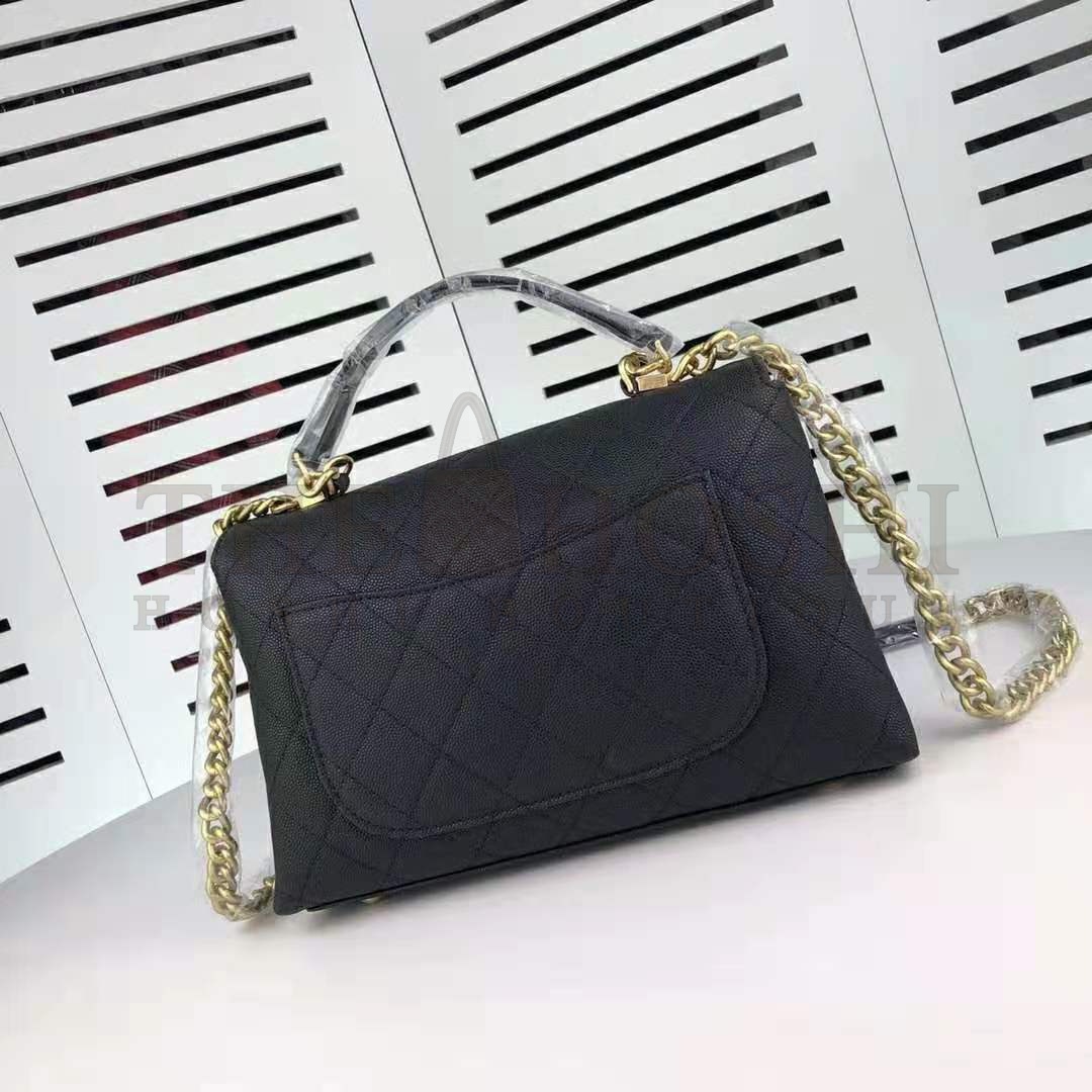 Ch**el Women Flap Bag with Top Handle in Calfskin-Black Master Quality