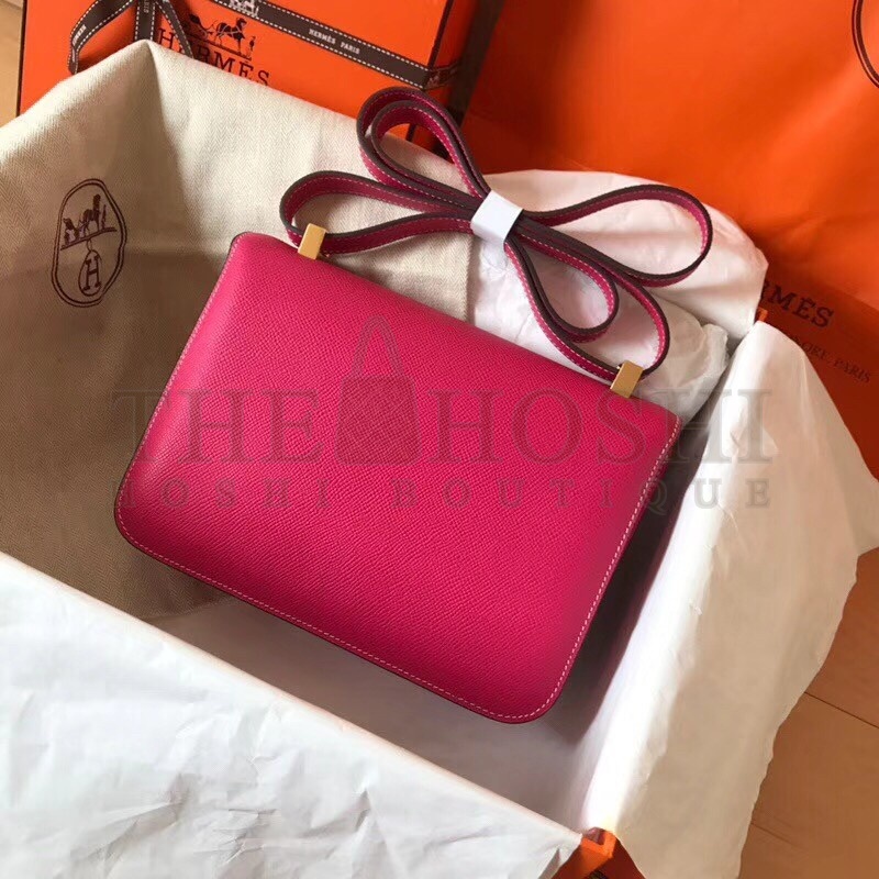 H**me5 Epsom Constance 24cm Rose Red Handmade Bag Master Quality