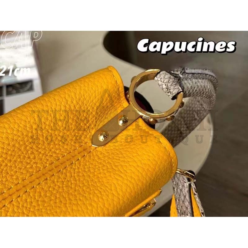 L0vis Vvtt0n LV Women Capucines Mini Handbag Golden Yellow Taurillon Python Leather Master Quality