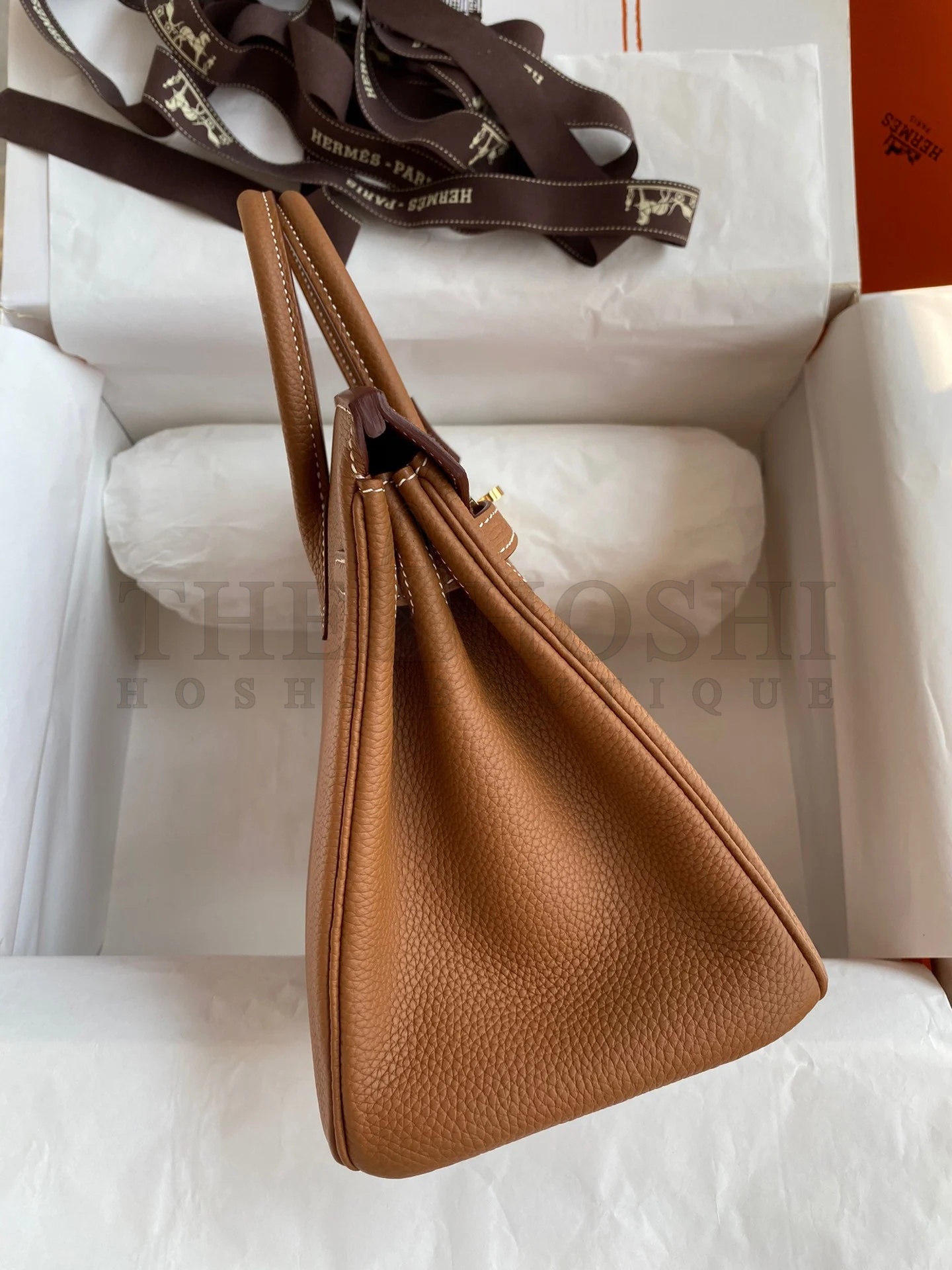 H**me5 Birkin 25 Retourne Handmade Bag In Gold Clemence Leather Master Quality