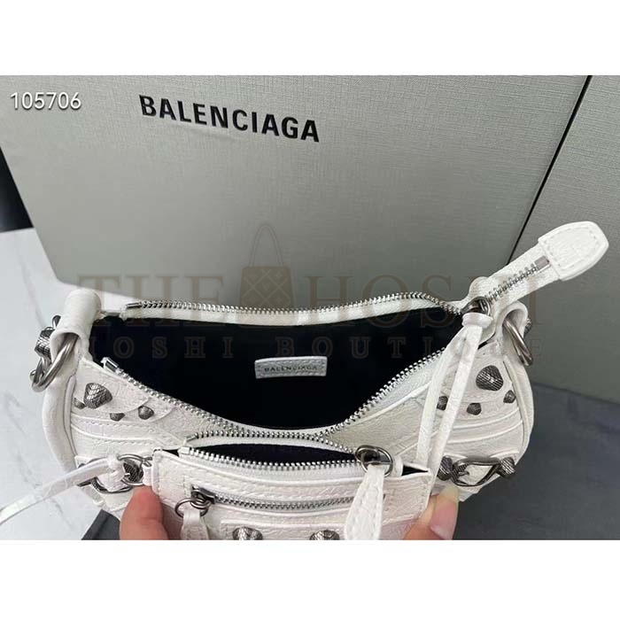 Ba1en*iaga Women BB Le Cagole XS Shoulder Bag White Arena Lambskin Master Quality