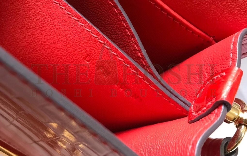 H**me5 Roulis Mini Bag In Red Embossed Crocodile Calfskin Master Quality