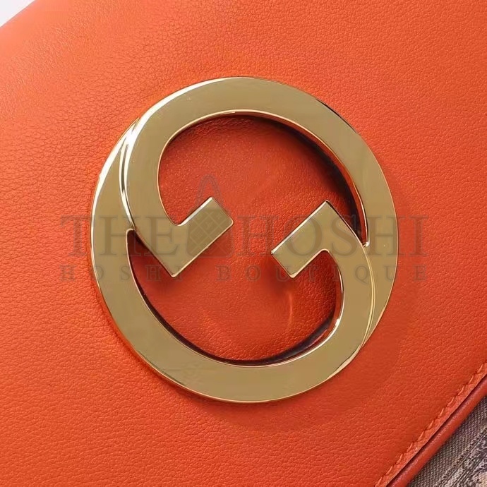 Gvc*1 Women GG Blondie Mini Shoulder Bag Orange Leather Round Interlocking G Chain Master Quality