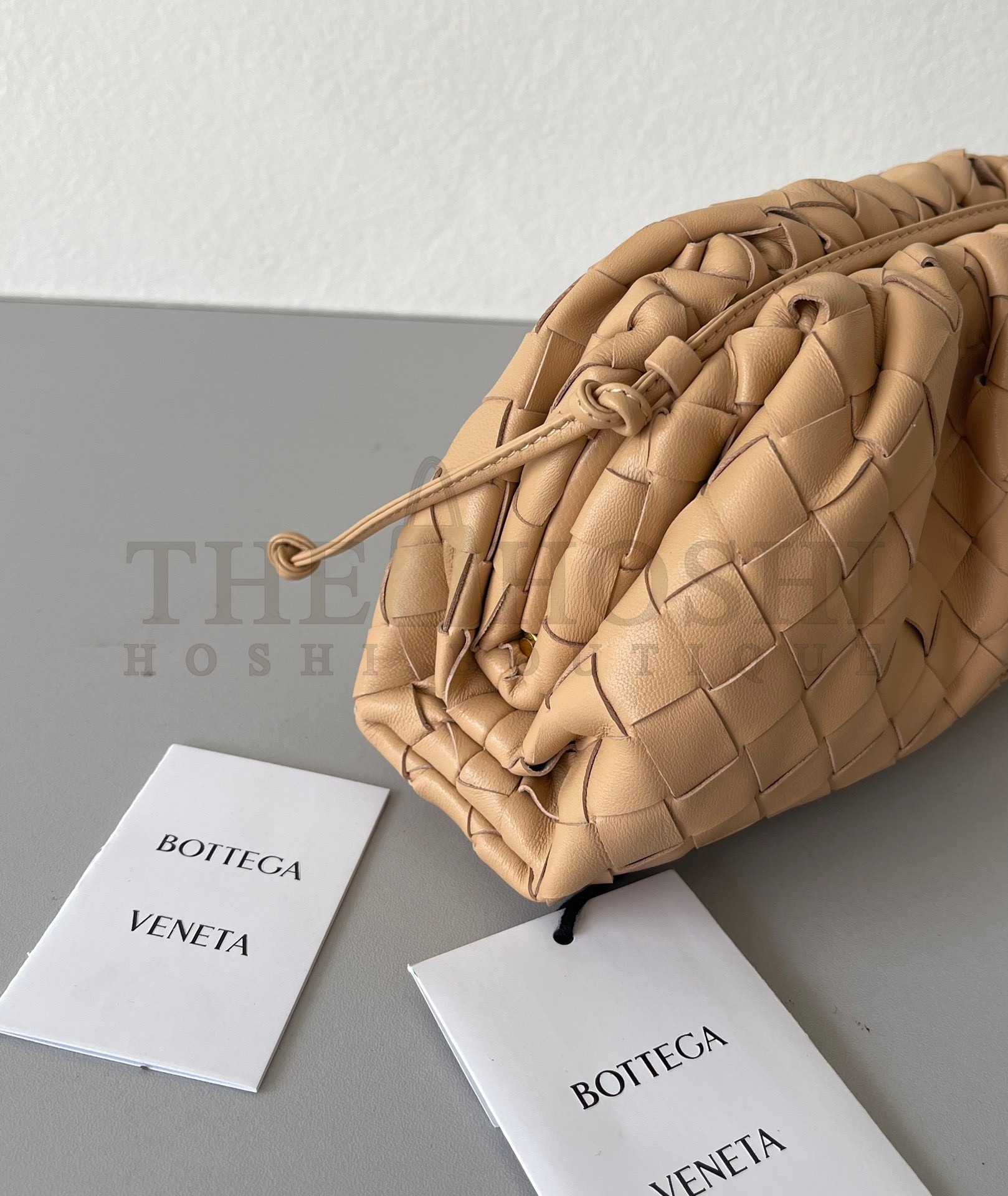 B0tt*ga Ven*ta Mini Pouch with Strap in Almond Intrecciato Lambskin Master Quality