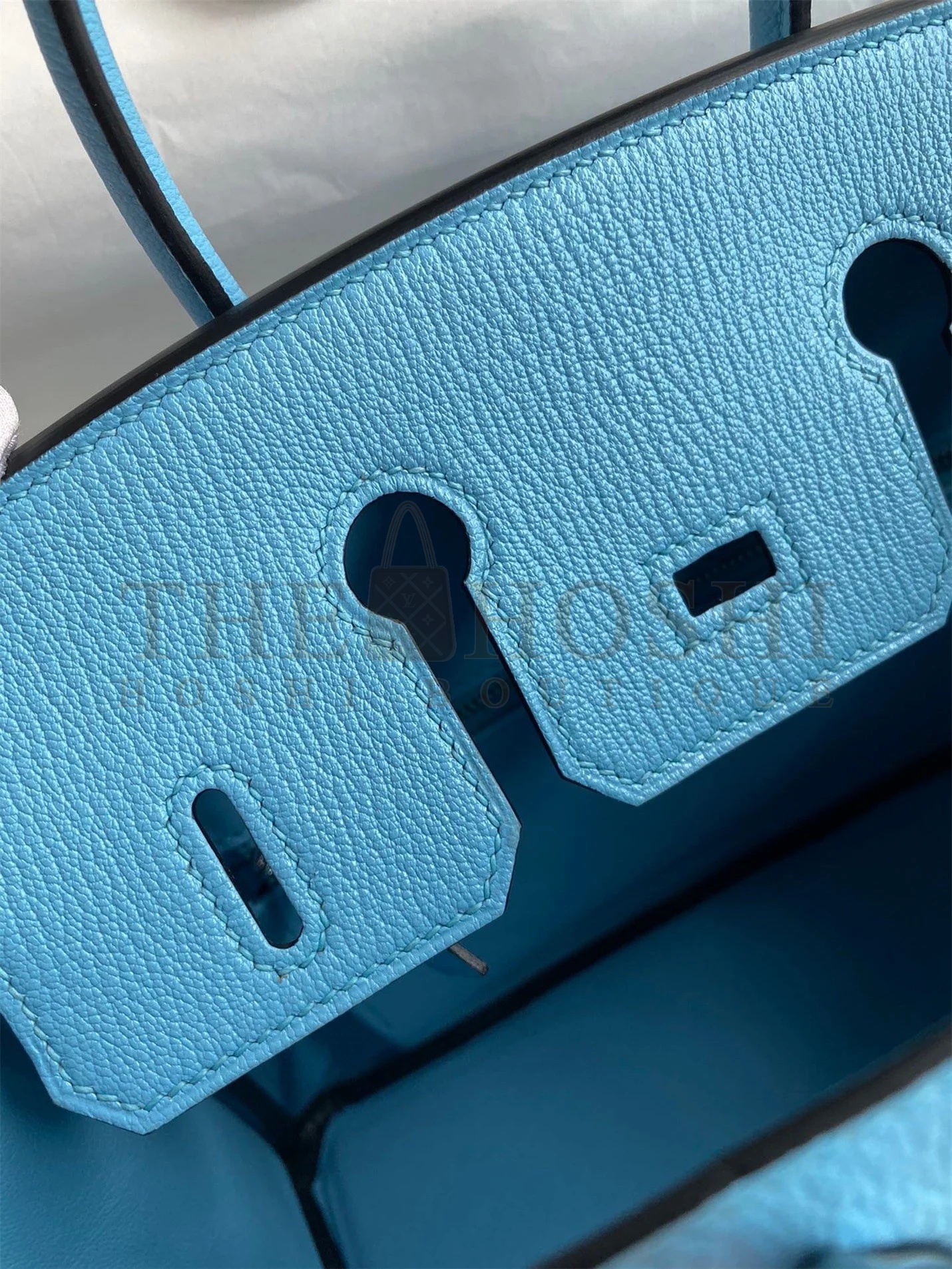 H**me5 Birkin 25 Retourne Handmade Bag In Blue Aztec Chevre Mysore Leather Master Quality