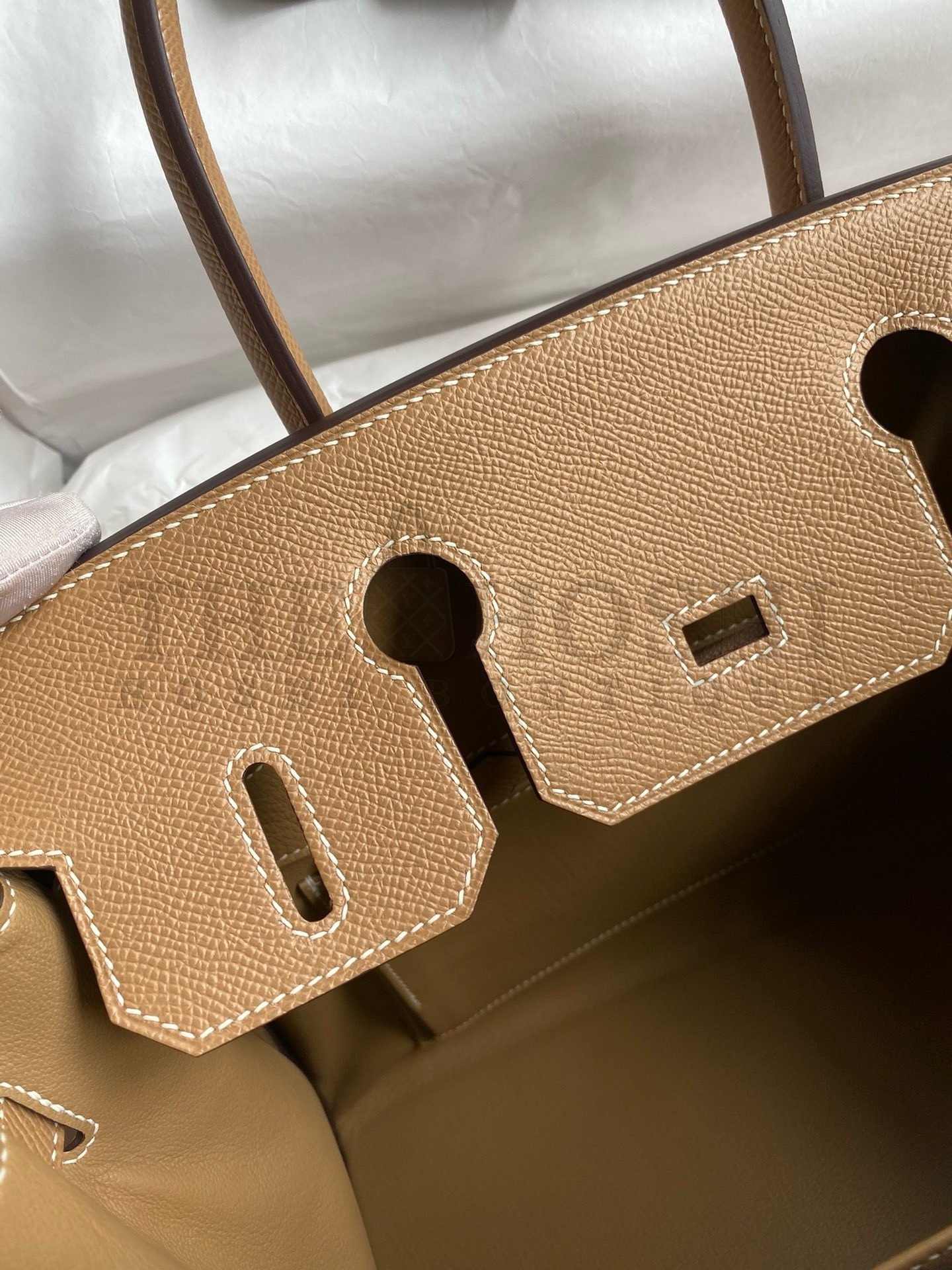 H**me5 Birkin 30 Handmade Bag In Toile &amp; Chai Epsom Leather Master Quality