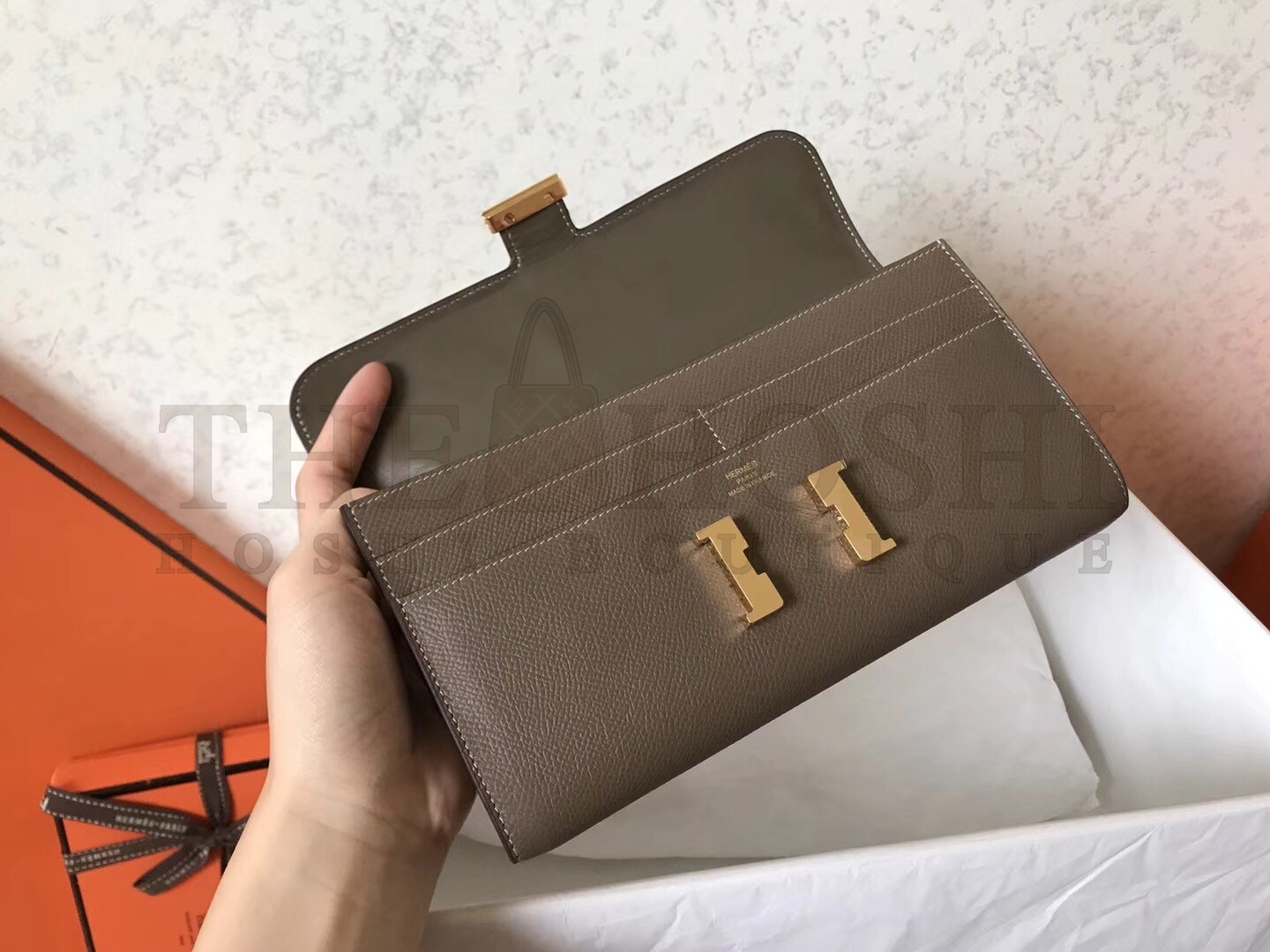H**me5 Taupe Epsom Constance Long Wallet Master Quality