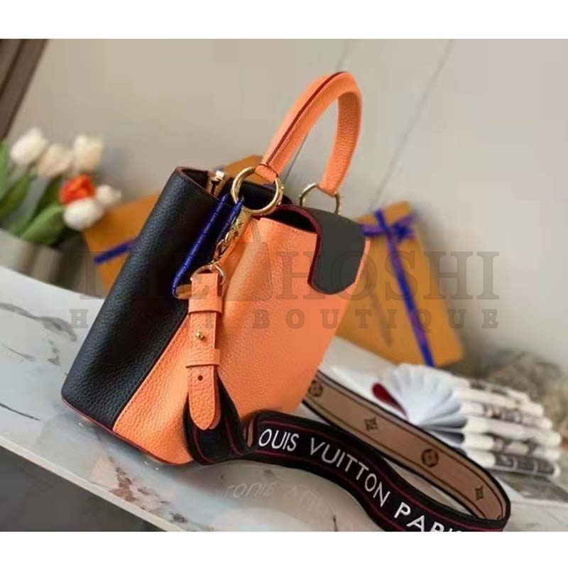 L0vis Vvtt0n LV Women Capucines MM Handbag Black Gold Arizona Taurillon Cowhide Master Quality