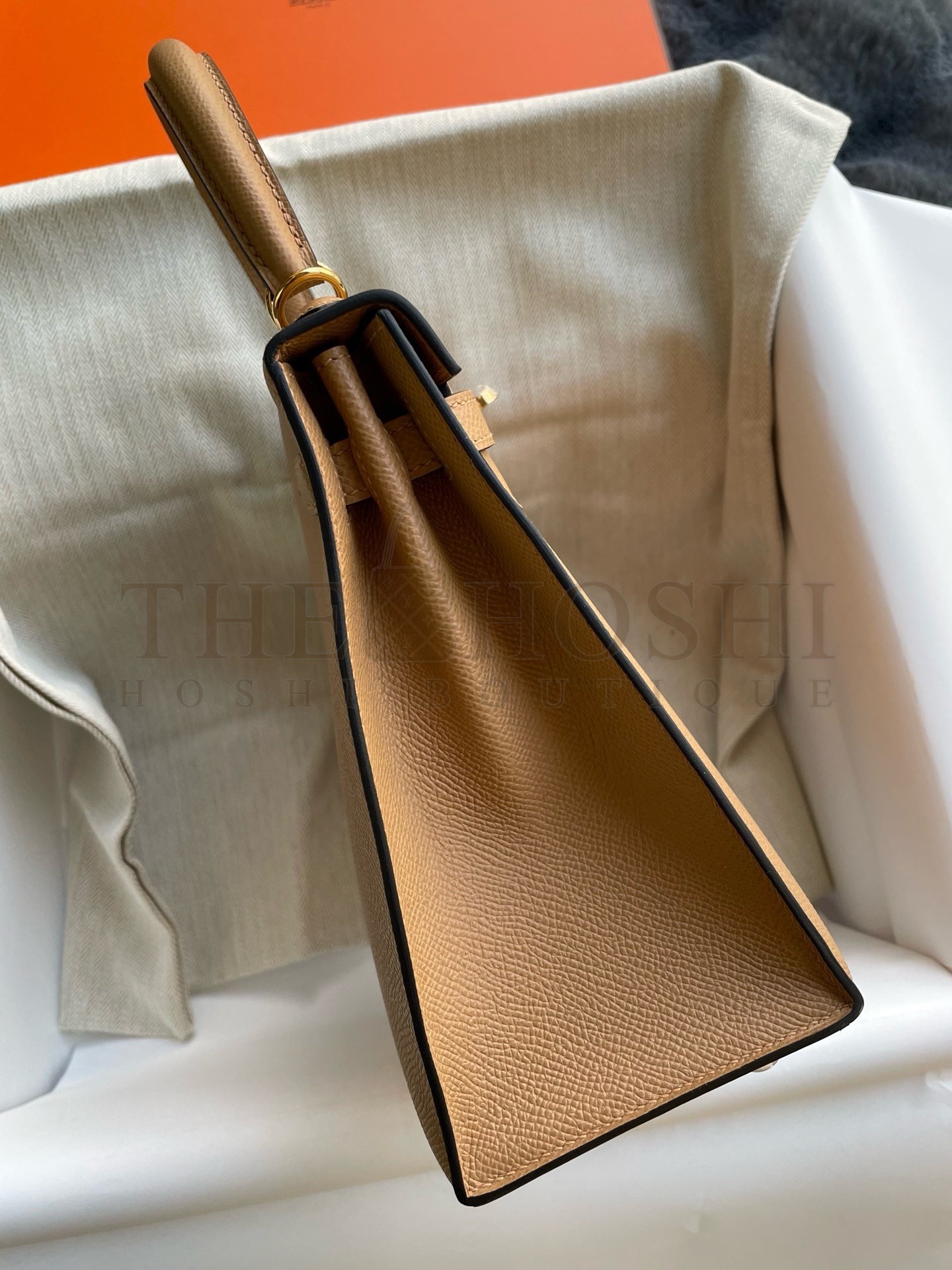 H**me5 Kelly Sellier 25 Handmade Bag In Chai Epsom Calfskin Master Quality