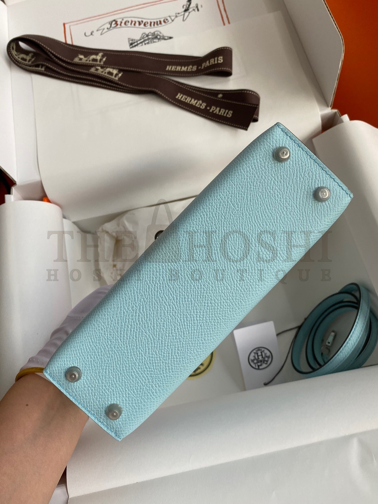 H**me5 Kelly Mini II Sellier Handmade Bag In Blue Zephyr Epsom Calfskin Master Quality