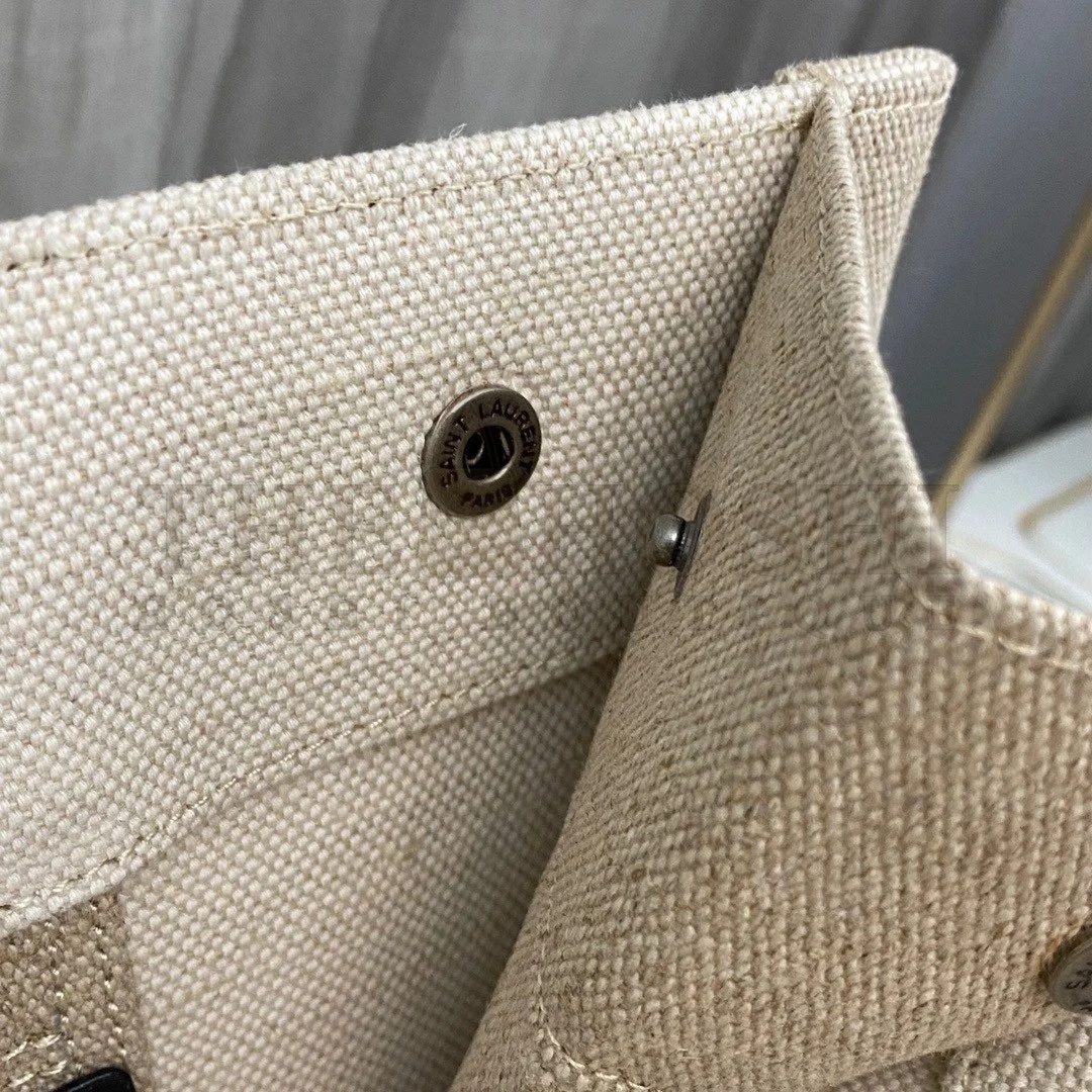 Sa1nt Lau*nt Rive Gauche Tote Bag in White Linen and Black Leather Master Quality