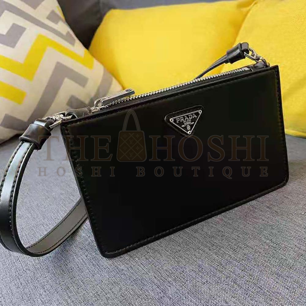 Pra*a Women Brushed Leather Mini-Bag-Black Master Quality